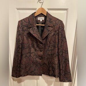 Le Suit Women's Blazer - Brown and Black Paisley Size 8